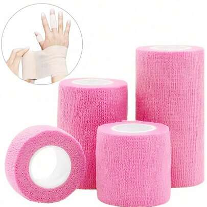 4 cuộn băng y tế, băng dính thể thao co giãn thoáng khí, băng quấn ngón tay màu be cho cổ tay, mắt cá chân, sơ cứu