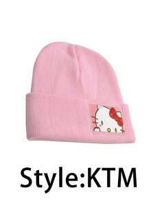Sanrio 1Pc Kuromi Winter Warm Knit Hat Cartoon Hello Kittys Soft Comfortable Ski Cycling Cap Hat Gifts(Some Parts May Be Random)