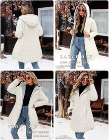 Chaqueta de plumas larga y ajustada para mujer, resistente al viento e invierno, con forro de piel para el esquí y el transporte - Beis - Ver 2