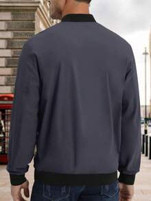 Cotrasen Men's Lightweight Jacket Bomber Jacket Spring Autumn Windbreaker Casual Running Golf Jackets - Dark Grey - View 3