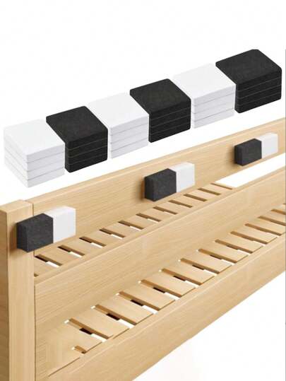 15mm Thick Black EVA Foam Headboard Wall Protector Pad And 10pcs 5mm Thick Bed & Sofa Cushion Bumper Pads, Furniture Anti-Slip & Scratch Mats, Includes Adjustable Shelf Support Pins