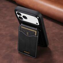 1pc Leather Flip Stand Wallet Case With Card Slots Compatible With Apple 17 Pro Max / Galaxy A56 - Black - View 5