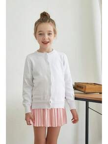 UMELOK Girls' Cardigans Sweater Cotton Button Solid Long Sleeve Knit Sweaters