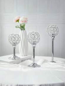 Set Of 3 Gold Crystal Bowl Candlestick Holders Metal Crystal Tealight Candelabras, Tall Crystal Votive Candlesticks Elegant Crystal Candle Stand For Dining Table Centerpiece Wedding Candle Decor,Room Decor,Gifts Birthday Graduation - Nhiều màu - Xem 7