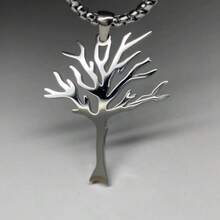 1pc New Hip-Hop Style High Quality Stainless Steel Tree Of Life Pendant Necklace For Men And Women - Silver - View 9