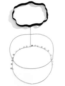 Simple Double-Layer Sequin Tassel Thigh Chain, Female Sexy Elastic Chain, Geometric Body Chain