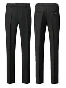Men's Suits, Men's Business Casual Style, Including Solid-Color Suit Jackets And Trousers. Elegant Men's Suits, Suitable For Work Commuting, Casual Occasions, Weddings, Dances, And Business Venues. - màu đen - Xem 5