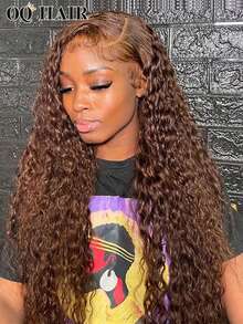 OQ Hair Wear Go Glueless Wigs Brown Color Water Wave 7x5 Zip Zag Pre-Cut Transparent Lace Wig 16-28 Inch 180% Density Pre-Plucked Hairline Stylish Frontal Human Hair Real Human Hair Wigs Wear And Go Glueless Wig Human Hair Free Gifts Free Shipping Halloween Costumes Human Hair Wigs Halloween Travel Essentials Y2K Turn Up Baddie Holiday Vacation For Women - S4 - View 3