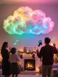 LED78.12英寸，USB灯串，3D雷云灯带音乐同步 - USB供电情绪灯，DIY云朵套装，彩色LED化妆镜，适用于游戏室，节日派对和装饰礼品，装饰照明|云灯设计|卧室LED灯 - 彩色 - 查看 3