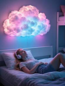 LED78.12英寸，USB灯串，3D雷云灯带音乐同步 - USB供电情绪灯，DIY云朵套装，彩色LED化妆镜，适用于游戏室，节日派对和装饰礼品，装饰照明|云灯设计|卧室LED灯 - 彩色 - 查看 5