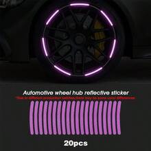 20片茄紫色反光轮毂贴纸，轮胎警示贴纸，绿色创意设计，适用于摩托车、电动车、自行车，反光条纹贴纸，适用于自行车、摩托车、汽车车轮