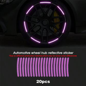 20 Piezas Pegatina Reflectante De Cubo De Rueda De Coche En Color Morado Batata