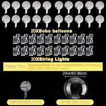 10/20 Pack LED Balloons, 24 Inches Light Up Balloons, Clear Helium Bobo Balloons, Glow Bubble With String Lights For Valentines Day, Halloween, Christmas, Wedding, Birthday Party Decoration - 彩色 - 查看 2
