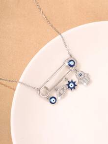 1pc New Luxury Retro Devil's Eye Necklace, Suitable As Holiday Gift