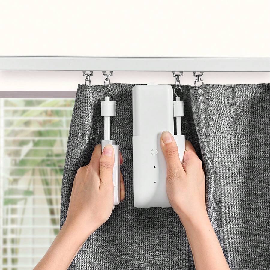 Automatic Curtain Opener, APP And Remote Control, Hub Included, Electric Smart Curtain Opener Compatible With Alexa And Goog Le Home, Timed Opening And Closing, For U-Shaped/I-Shaped Rails - U-shaped rod + T-shaped rod - 查看 1
