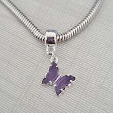 Silver Plated Colorful Studded Butterfly Charm - Aquarium - View 11