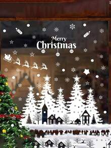 1/2/3PCS Modern Christmas Window Clings - PVC Self-Adhesive Snowflakes, Trees, And Stars Decals For Holiday Wall Decor.Perfect Christmas Gift For Couples, Parents And Friends Room Decor Bedroom Decor Kitchen Decor Wall Sticker Stickers Christmas Decorations Christmas Decoration Christmas Decorations Home Home Decor