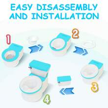 Large Toddler Potty Training Toilet Seat - Potties With Realistic Flush Sounds, Flip-Up Seat, Storage Bin, Toilet Paper Holder, And Removable Training Seat  Removable Pot, Toddler Potty Seat With Storage Tank And Toilet Paper Holder For Kids 1-3 Years Old, Blue/Pink/Grey - 藍色 - 查看 9