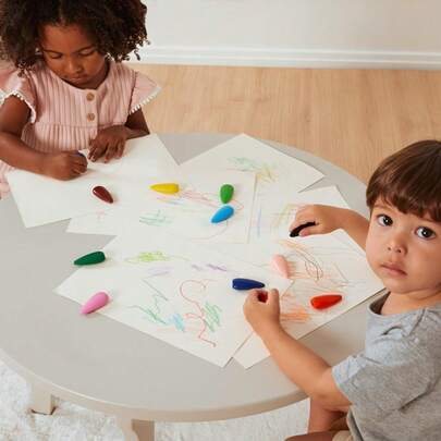 Giz de Plastico Cera Buba Brinquedo Facil Limpeza Nao Suja 12 Unidades Infantil