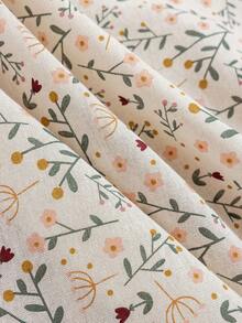 1pc Rustic Floral Curtain, Rectangular With Tassels Decor, Semi-Sheer Pole Top Curtain, Suitable For Bedroom, Living Room, Kitchen, Balcony, Patio, Study, Dining Room, Room Divider, Indoor Home Decor, All Season