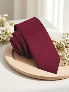 1 buah Dasi Pria Slim Warna Burgundy, Dasi Formal Modis untuk Pesta Pernikahan Pria - Burgundy - View 3