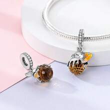 1Pc Silver Plated Silver Color Lovely Honey Bee Honeycomb Dangle Charm Suitable For Bracelet Necklace Keychain Diy Jewelry Making Beads Pendant Gift For Girl Daily Wear Women Jewellery