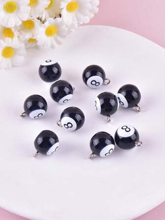 10 piezas/20 piezas Accesorios de joyería DIY con colgantes de resina de bolas de billar 3D para pendientes y collares