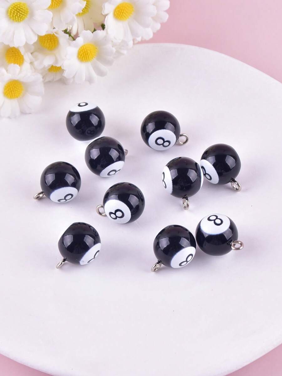 10/20 chiếc mặt dây chuyền bằng nhựa hình quả bóng bi-a 3D, bông tai, vòng cổ, phụ kiện trang sức tự làm - Nhiều màu - Xem 1