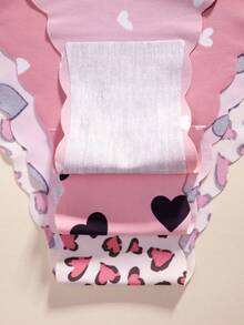 3 件套女士内裤，可爱心形印花，荷叶边饰边，面料柔软顺滑，舒适休闲内衣 - 彩色 - 查看 6