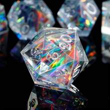 7pcs/Set Multifaceted Transparent Resin Dice, Refracting Multi-Color Lights, Board Games, Parties, Festivals, Outdoor Yard Games, Halloween, Christmas Gifts - White - View 6