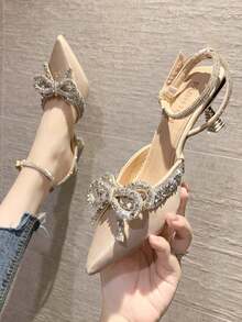 Zapatos de salón elegantes de tacón alto con detalle de lazo para mujer - Bajo - Ver 4