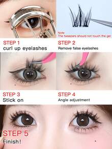 100pcs/Pack Glue-Free Removable Individual Eyelash Clusters, C 0.07 Natural Makeup Effect, DIY Eyelash Extension, False Eyelashes, Natural Cluster, Cosplay Eyelashes, 10 Rows Wearing, Glue-Free Eyelash, Natural Lengthening False Eyelash Clusters, Women Eye Makeup, Party, Club, Makeup Tools - 黑色 - 查看 4
