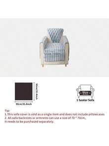 1pc Faux Rabbit Fur Sofa Cover, Warm & Thick Plush Pet Friendly Anti-Slip Sofa Protector For Bedroom, Office, Living Room, Home Decor