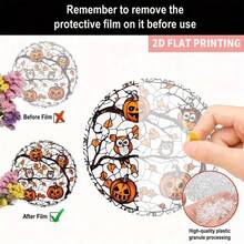 2D Flat, 1pc Halloween Pumpkin Owl Suncatcher - 19.99x19.99cm Round Acrylic Sign, Bohemian Style Painted Glass Window Hanging Decor, 3D Visual Effect, Spooky Autumn Design With Pumpkin, Owl And Leaves - No Power Needed, Suitable For Home, Party, Fall Gifts And Halloween Decoration, Halloween Home Decor, Holiday Room Accent, Bohemian Style, Decorative Craft, 2D Flat