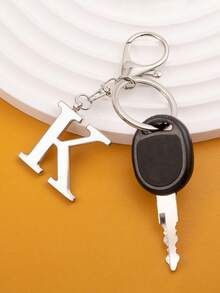 1pc Elegant Silver Letter Keychain, A-Z Alphabet Pendant, Fashionable Alloy Key Chain, Can Be Hung On Bags Or Car Keys, Perfect Accessory For Daily Use, Also A Great Gift For Couples, Friends And Family - Multicolor - View 7