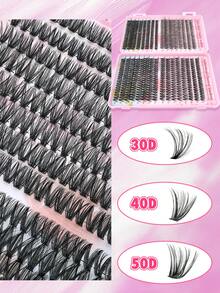 640/418/192pcs DIY Lash Cluster Kit, 30D/40D/50D Lash Extensions, D Curl, Voluminous & Thick Style, Mixed Lengths 9-16mm - Long-Lasting, Natural Look, Reusable - Including Adhesive And Sealing Tweezer Brush - Suitable For Beginners, Daily Wear, Parties Or Travellash Clusters Kit,Lashes,Eyelashes,Fake Lashes - 黑色 - 查看 3