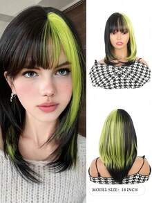 10英寸、12英寸、14英寸、18英寸短假发，直发、卷发、波浪发，刘海，中分卷发，日常假发，洛丽塔风格，万圣节，派对场合 - 彩色 - 查看 11