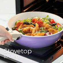 MX  15Pcs Pots And Pans Set Non Stick Cookware Sets With Detachable Handle Nonstick RV Kitchen Cooking Tools Removable Handles Oven  Induction Fast Stackable Induction Cookware Purple131 - Purple - View 7