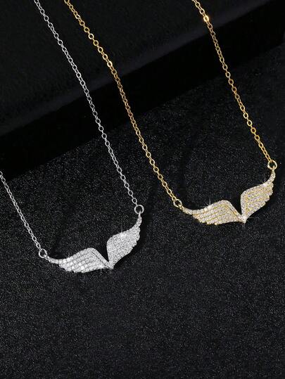 1pc Angel Wings Necklace, Personalized Design, Fashion Aesthetic, Adjustable Length, Suitable For Holidays, Special Occasions, Birthdays, Gifts, And Daily Wear, Halloween, Christmas, New Year, Clothing Accessory