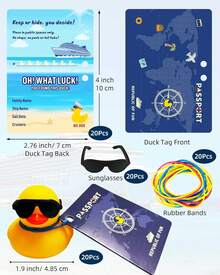 Cruise Duck Tags Set Includes 20 Cruise Rubber Ducks Cruise Ships 20 20 Cruising Duck Card 20 Rubber Bands Cruise Ducks Hiding With Tags Cruise Game Party - 1 - View 2