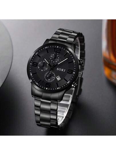 Horloge Pc Calendar Function, Business, Industrial Round Dial Quartz Watch,Perfect Everyday Wear, Birthday s, Parties, Holiday Gatherings, As The Ideal Yourself Or Friends Boxes Not Included view 3