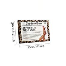 Inspirational Wall Art, 2D Flat Printing, 1pc, A Newspaper-Style Front Page Titled The Good Times With Leopard Print Background, Headline BETTER LATE THAN UGLY, Text About Prioritizing Appearance Over Punctuality, Image Of Red High-Heeled Legs, Labeled Style Report Special Edition AMORE EDITION PARIS, Canvas Wall Art For Living Room, Bathroom Wall Art Bedroom Framed Wall Art Poster Art Prints Ready To Hang Pictures Home Decorations Wall Decor For Office Valentine's Day Gift Modern Wall Art Pink Wall Art - 圖1 - 查看 8