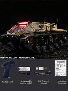 新款 C8812 高速漂移履带式越野车，（13 种可切换照明模式 + 可移动翼门），2.4G 遥控旋转特技履带式坦克玩具，送给男孩的绝佳生日礼物 - 彩色 - 查看 15