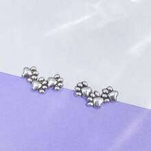 1 对动物爪耳钉，可爱狗和猫爪设计，女士时尚珠宝，圣诞节和四季的完美礼物 - 銀色 - 查看 10