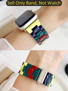 1 pieza Correa de Apple Watch, correa de Apple Watch para hombres y mujeres con bloques de construcción de dopamina, compatible con Apple Watch 40/41/42/44/45/46/49/38mm, adecuado para Apple Watch Series 10/9/SE/8/7/6/5/4/3/2/1 Ultra3/2/1, nueva correa de muñeca creativa y linda de dibujos animados, accesorios de banda inteligente, verano, transpirable, ligera