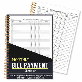 每月账单支付追踪计划，英语：每月账单支付追踪器和分类帐 | 每月账单支付管理器 | 财务预算日志 | 简易家庭预算电子表格，50 张，5.5x8.3 英寸，金色螺旋