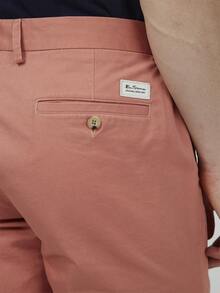 Ben Sherman Slim Stretch Chino Shorts Summer Regular Pocket Drawstring Button Beach - 粉色 - 查看 3