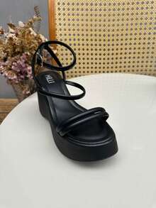 Milli Women's Anabela Black Platform Sandal - 黑色 - 查看 5