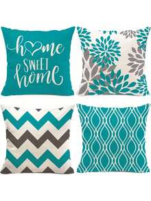 4 piezas Fundas de cojín decorativas con patrón geométrico - Fundas de cojín decorativas para sofá, decoración del hogar para exteriores, fundas de cojín de una sola cara sin relleno (16"X16", 18"X18", 20"X20")