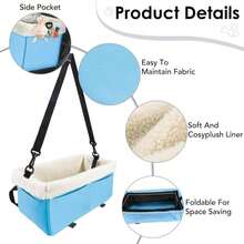 Dog Car Seat For Small Dogs, Center Console Dog Car Seat With Metal Frame &Amp; Double Protection Seat Belts, Pet Booster Seat With Safety Leash And Storage Pocket For Pets Dogs Cats, Grey - ColorC - 查看 5